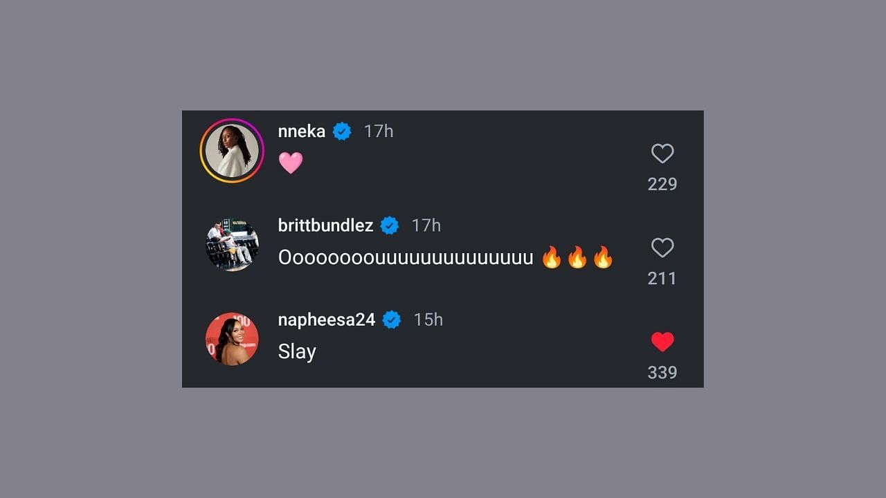 Napheesa Collier and other WNBA stars comment on Angel Reese's IG post. (Credits: @angelreese5/Instagram)